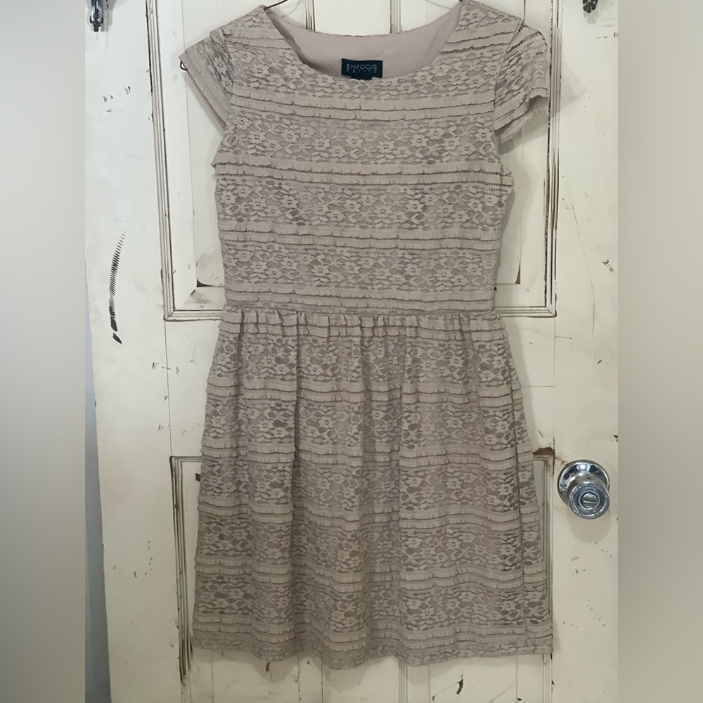 Enfocus Studio Beige Lace Dress NWOT